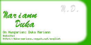 mariann duka business card